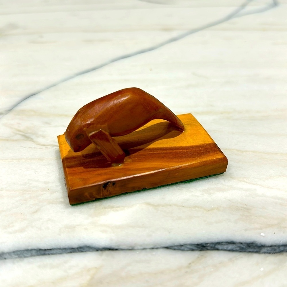 Small manatee wood carving -desktop accessory, wood art carving, Handmade